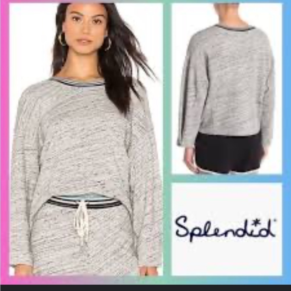 Splendid Heather Grey Contrast Trim Sweatshirt